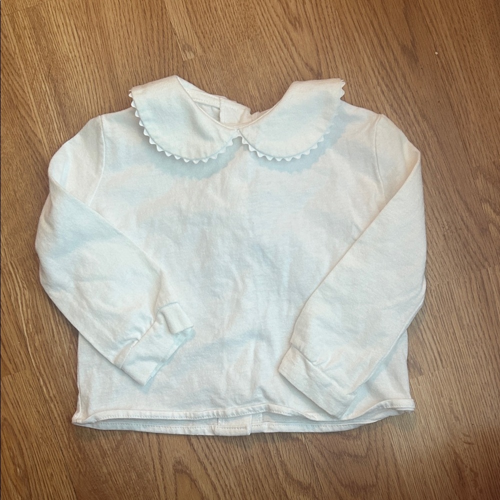 NWOT White Long Sleeve Shirt with Scalloped Collar
